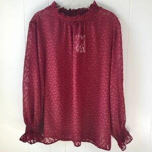 Everleigh Burgundy Sheer Dress Blouse